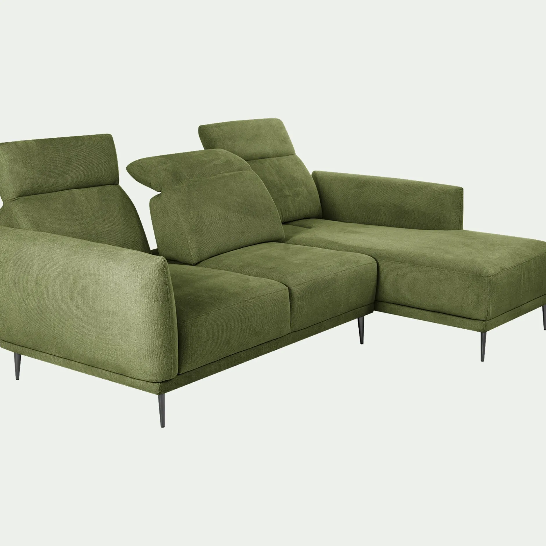 Canapé 3 Places|Canapé Fixe*alinea Canapé d'angle droit fixe en tissu memphis avec fonction avance-recul - cèdre Vert