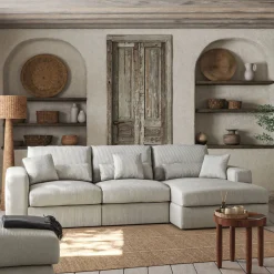 Canapé En Velours|Canapé 5 Places*alinea Canapé d'angle droit fixe en velours côtelé - borie Gris