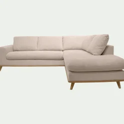 Canapé En Tissu|Canapé 5 Places*alinea Canapé d'angle droit fixe en tissu Crown - roucas Beige