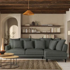 Canapé En Lin|Canapé En Tissu*alinea Canapé d'angle droit fixe en tissu mixte - ardoise Gris