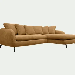 Canapé En Tissu|Canapé 4 Places*alinea Canapé d'angle droit fixe en tissu tramé - bronze Marron