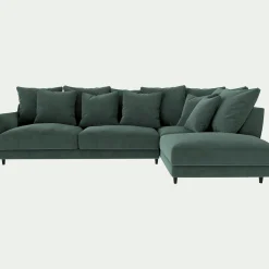 Canapé En Tissu|Canapé 5 Places*alinea Canapé d'angle droit fixe en tissu velvet - sauge Vert