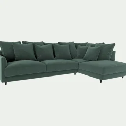 Canapé En Tissu|Canapé 5 Places*alinea Canapé d'angle droit fixe en tissu velvet - sauge Vert