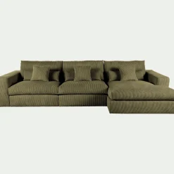 Canapé En Velours|Canapé 5 Places*alinea Canapé d'angle droit fixe en velours côtelé - cèdre Vert