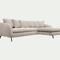 Canapé En Tissu|Canapé 4 Places*alinea Canapé d'angle droit fixe en tissu tramé - roucas Beige