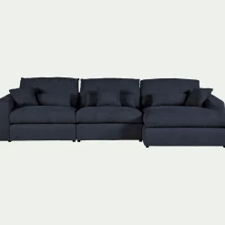 Canapé En Tissu|Canapé 5 Places*alinea Canapé d'angle droit fixe en chenille - marine Bleu