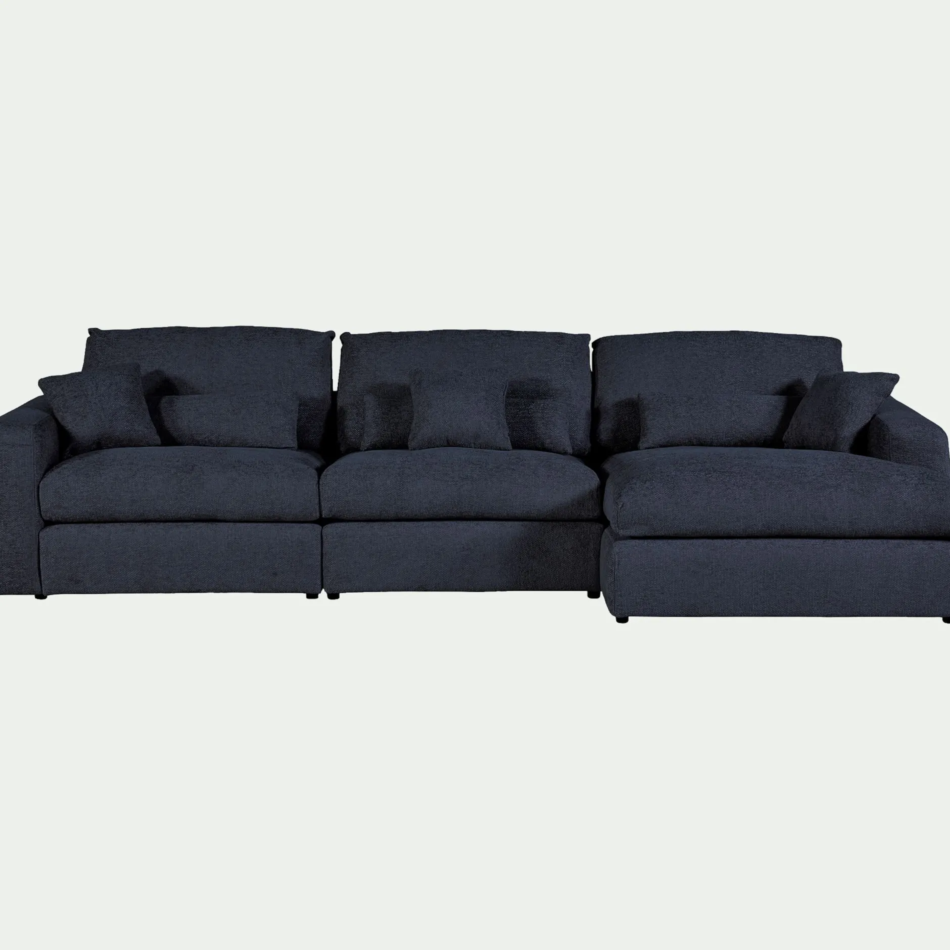 Canapé En Tissu|Canapé 5 Places*alinea Canapé d'angle droit fixe en chenille - marine Bleu