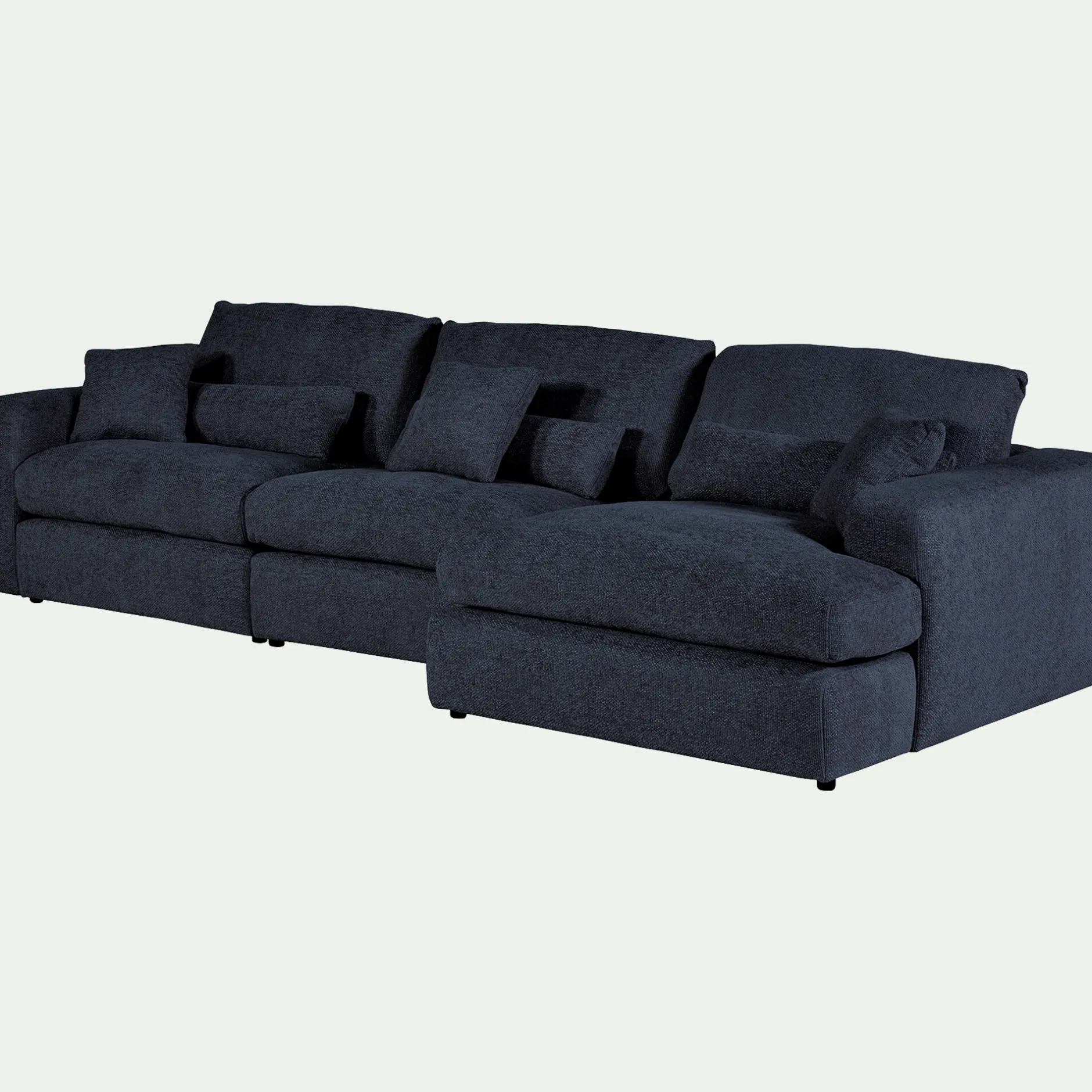 Canapé En Tissu|Canapé 5 Places*alinea Canapé d'angle droit fixe en chenille - marine Bleu
