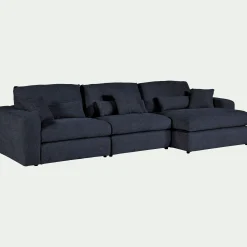 Canapé En Tissu|Canapé 5 Places*alinea Canapé d'angle droit fixe en chenille - marine Bleu