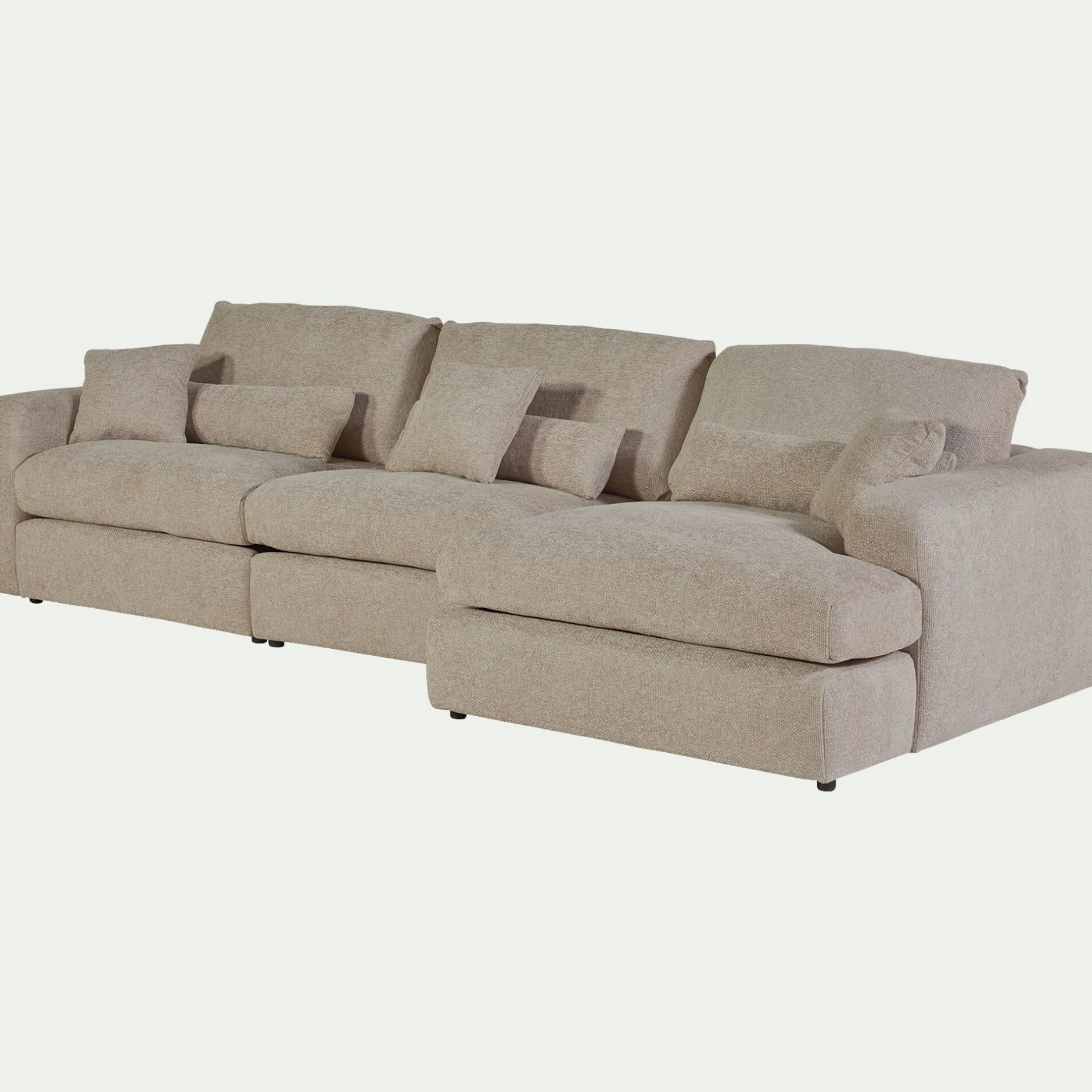 Canapé En Tissu|Canapé 5 Places*alinea Canapé d'angle droit fixe en chenille - roucas Beige