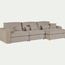 Canapé En Tissu|Canapé 5 Places*alinea Canapé d'angle droit fixe en chenille - roucas Beige