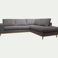 Canapé En Tissu|Canapé 5 Places*alinea Canapé d'angle droit fixe en tissu Crown - restanque Gris