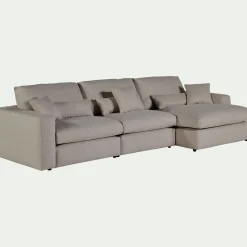 Canapé En Tissu|Canapé 5 Places*alinea Canapé d'angle droit fixe en tissu bouclette - clair Gris