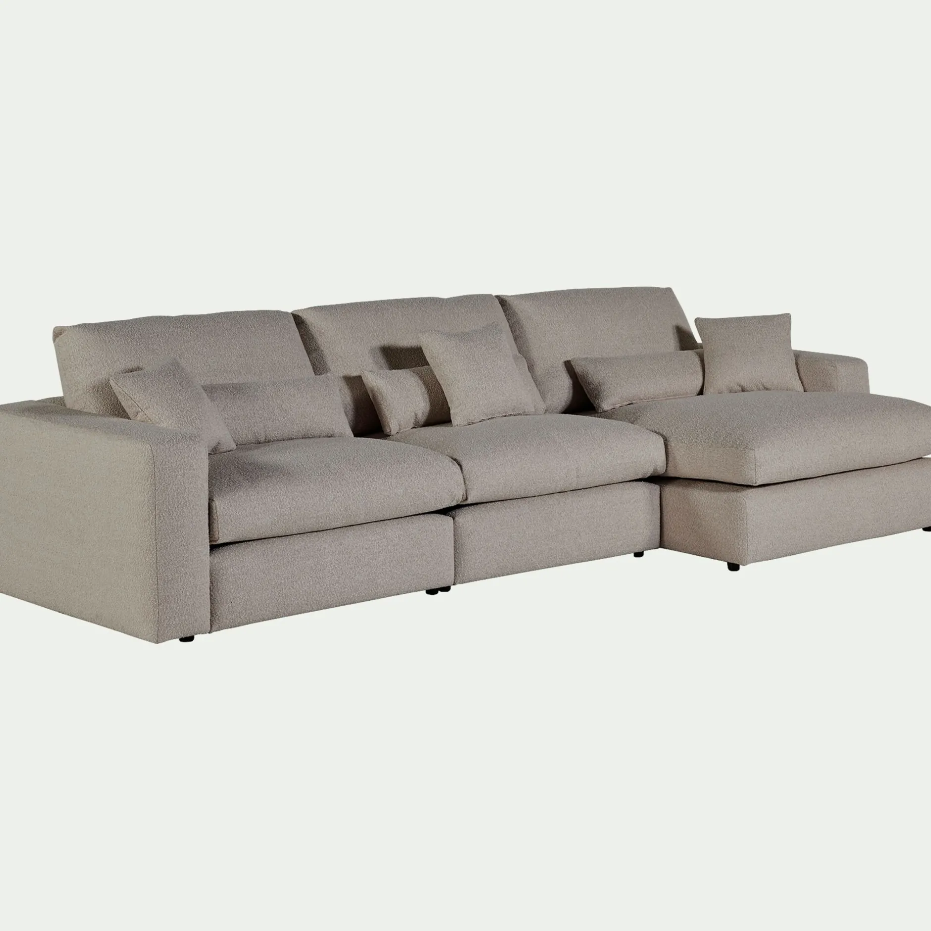 Canapé En Tissu|Canapé 5 Places*alinea Canapé d'angle droit fixe en tissu bouclette - clair Gris