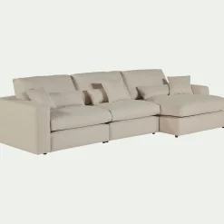Canapé En Tissu|Canapé 5 Places*alinea Canapé d'angle droit fixe en tissu bouclette - écru Blanc