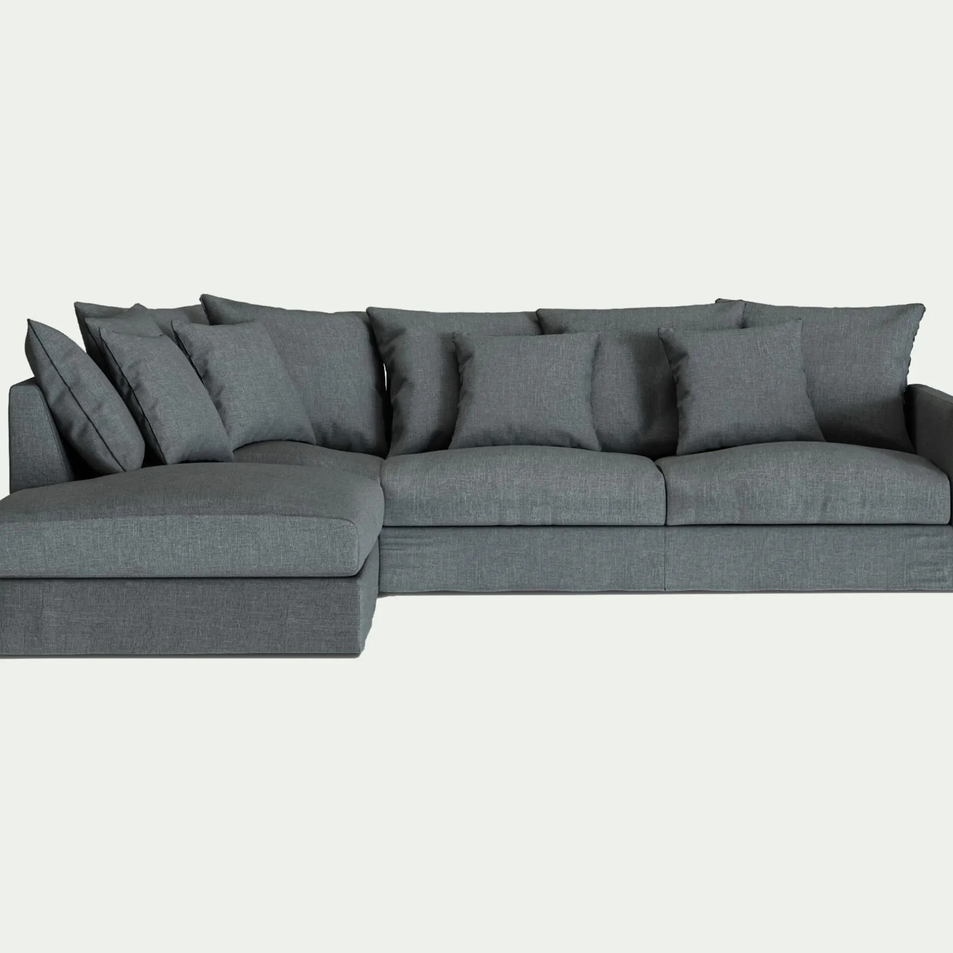 Canapé En Lin|Canapé 5 Places*alinea Canapé d'angle fixe gauche en tissu - ardoise Gris