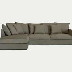 Canapé En Lin|Canapé 5 Places*alinea Canapé d'angle fixe gauche en tissu - cèdre Vert