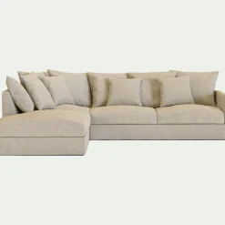 Canapé En Lin|Canapé En Tissu*alinea Canapé d'angle fixe gauche en tissu - alpilles Beige