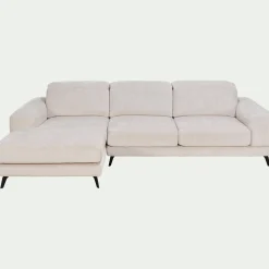 Canapé 4 Places|Canapé D'Angle*alinea Canapé d'angle gauche avance recule en tissu doux - Beige