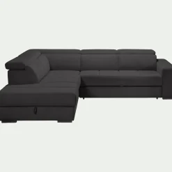 Canapé En Tissu|Canapé 4 Places*alinea Canapé d'angle gauche convertible avec coffre en tissu doux - ardoise Gris