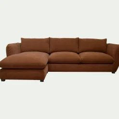 Canapé 5 Places|Canapé Convertible*alinea Canapé d'angle gauche convertible en tissu Nature - brun rustrel Marron