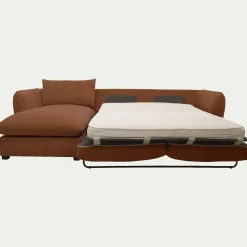 Canapé 5 Places|Canapé Convertible*alinea Canapé d'angle gauche convertible en tissu Nature - brun rustrel Marron