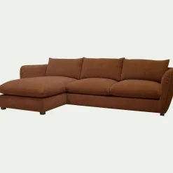 Canapé 5 Places|Canapé Convertible*alinea Canapé d'angle gauche convertible en tissu Nature - brun rustrel Marron
