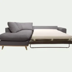 Canapé D'Angle|Canapé 5 Places*alinea Canapé d'angle gauche convertible en tissu Crown - restanque Gris