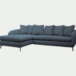 Canapé 4 Places|Canapé Convertible*alinea Canapé d'angle gauche convertible en tissu doux tramé - Bleu