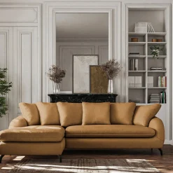 Canapé 4 Places|Canapé Convertible*alinea Canapé d'angle gauche convertible en tissu silent - bronze Marron