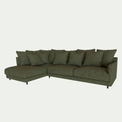 Canapé En Tissu|Canapé 4 Places*alinea Canapé d'angle gauche conible en tissu joint - cèdre Vert