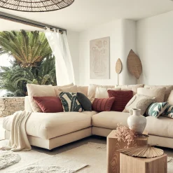 Canapé En Tissu|Canapé 4 Places*alinea Canapé d'angle gauche convertible en tissu joint - roucas Beige