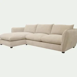 Canapé 5 Places|Canapé Convertible*alinea Canapé d'angle gauche convertible en tissu Nature - écru Blanc