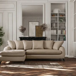 Canapé 4 Places|Canapé Convertible*alinea Canapé d'angle gauche convertible en tissu doux tramé - Beige