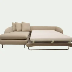 Canapé 4 Places|Canapé Convertible*alinea Canapé d'angle gauche convertible en tissu doux tramé - Beige