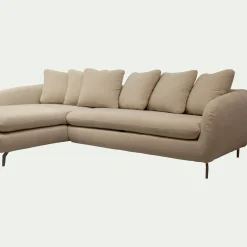 Canapé 4 Places|Canapé Convertible*alinea Canapé d'angle gauche convertible en tissu doux tramé - Beige