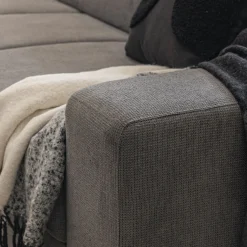 Canapé En Tissu|Canapé 4 Places*alinea Canapé d'angle gauche convertible avec coffre en tissu doux - Gris