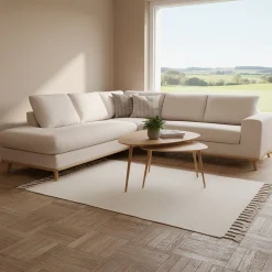 Canapé En Tissu|Canapé 5 Places*alinea Canapé d'angle gauche convertible en tissu Crown - roucas Beige