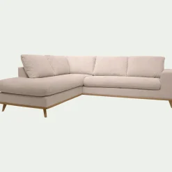 Canapé En Tissu|Canapé 5 Places*alinea Canapé d'angle gauche convertible en tissu Crown - roucas Beige