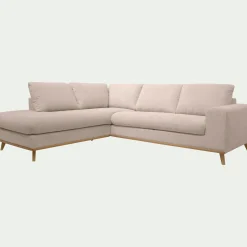 Canapé En Tissu|Canapé 5 Places*alinea Canapé d'angle gauche convertible en tissu Crown - roucas Beige