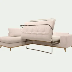 Canapé En Tissu|Canapé 5 Places*alinea Canapé d'angle gauche convertible en tissu Crown - roucas Beige