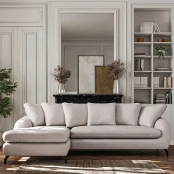 Canapé 4 Places|Canapé Convertible*alinea Canapé d'angle gauche convertible en tissu silent - roucas Beige