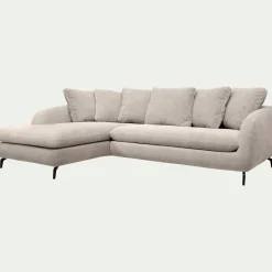 Canapé 4 Places|Canapé Convertible*alinea Canapé d'angle gauche convertible en tissu silent - roucas Beige