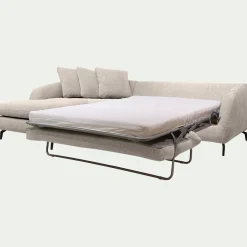 Canapé 4 Places|Canapé Convertible*alinea Canapé d'angle gauche convertible en tissu silent - roucas Beige