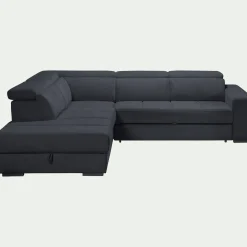 Canapé En Tissu|Canapé 4 Places*alinea Canapé d'angle gauche convertible avec coffre en tissu doux - calabrun Bleu