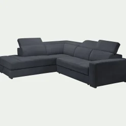 Canapé En Tissu|Canapé 4 Places*alinea Canapé d'angle gauche convertible avec coffre en tissu doux - calabrun Bleu