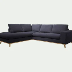 Canapé 5 Places|Canapé D'Angle*alinea Canapé d'angle gauche convertible en tissu Crown - calabrun Bleu