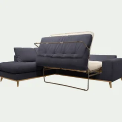 Canapé 5 Places|Canapé D'Angle*alinea Canapé d'angle gauche convertible en tissu Crown - calabrun Bleu