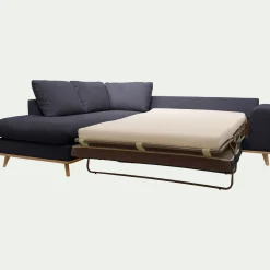 Canapé 5 Places|Canapé D'Angle*alinea Canapé d'angle gauche convertible en tissu Crown - calabrun Bleu