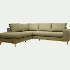 Canapé En Tissu|Canapé 4 Places*alinea Canapé d'angle gauche conible en tissu Cosmo - kaki Vert